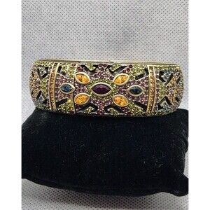 Heidi Daus Hidden Peek Watch Bangle Bracelet Bronzetone  Multicolor Crystal New